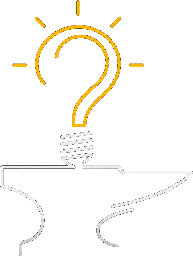 A lightbulb whose filament forms a question mark, forged as one continuous line into an anvil